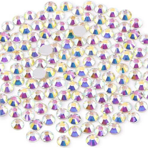 Image of 400PCS SS30 /6mm Crystal Glass Rhinestones for Bedazzling (Crystal AB) | Flatback Rhinestones for Crafting DIY Crafts Nail Art Makeup Decoration, Gems Diamond Charms for Tumbler Shoes Clothing Mug