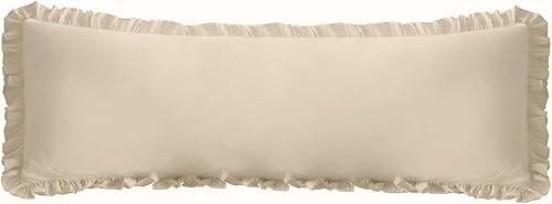 Miniatura 45 de Fundas de almohada con volantes de la Casa de la Reina, tamaño Queen, color blanco shabby, juego de 2, estilo granja, fundas de almohada francesas