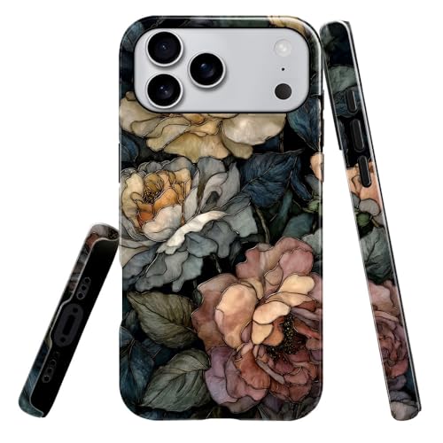 Coque iPhone 17 Pro Max rigide TPU antichoc étui protection fleur rétro