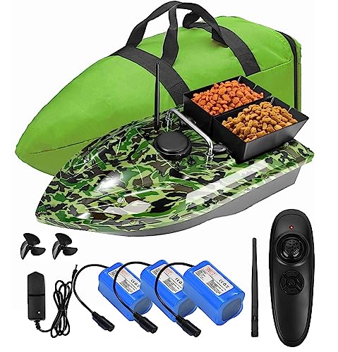 Kavolet RC Barca da pesca con GPS, 5200 mAh, 600 m, telecomando senza fili, con borsa, con 4 contenitori per esche da 2 kg
