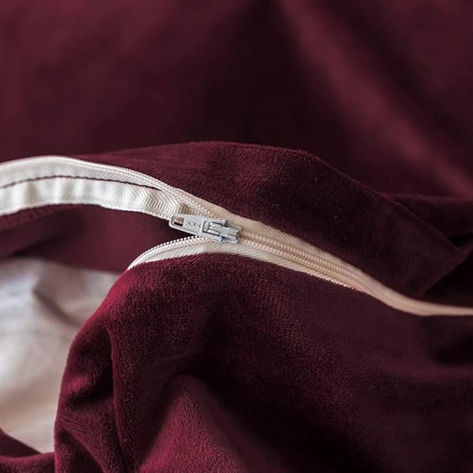 Image of Amazing Super Soft Double Bed Woollen Quilt Cover, 310TC Warm Duvet Cover, Woolen Duvet Cover /Rajai Cover /Blanket Cover /Quilt Cover King Size=90x100 Inches, Winter Blanket Cover (Wine)