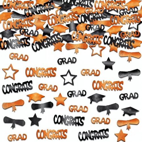 Image of Graduation Decorations 2026 | Congrats Grad Graduation Confetti 2026 - Pack of 1000 | Orange and Black Confetti | Graduation Confetti Class of 2026 | 2026 Graduation Table Decorations, KatchOn