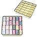 Awpeye 2 Pack Socks Drawer Closet Organizer-24 Cell Collapsible Dividers Storage Boxes for Storing, Towels, Ties (Beige)