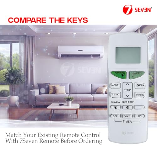 Image of 7SEVEN Compatible with Daikin Ac Remote Original ARC484B12 Model 132D Suitable 1 1.5 2 Ton Split and Window Air Conditioner with Backlit 38kHz 14 Keys