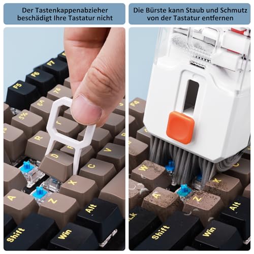 Ordilend Tastatur Reinigungsset, Alles in 1 Keyboard Cleaner, PC Tastaturreiniger mit Bürste, Tastatur Reinigung, Laptop Reinigungsset Tastaturreiniger Handy für iPhone, Tablet, Computer, Kamera