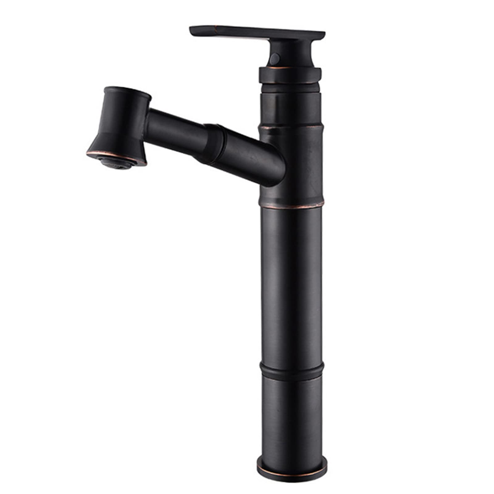 Grifo para lavabo de baño monomando extraíble negro mate sobre cubierta 1