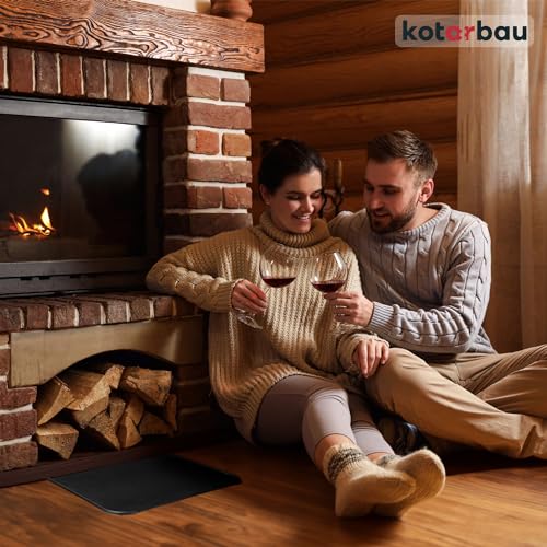 Miniatura 7 de Kotarbau Placa De Suelo Para Chimenea, 30 X 50 Cm, De Acero Con Recubrimiento En Polvo, Color Negro, Placa De Protección Contra Chispas