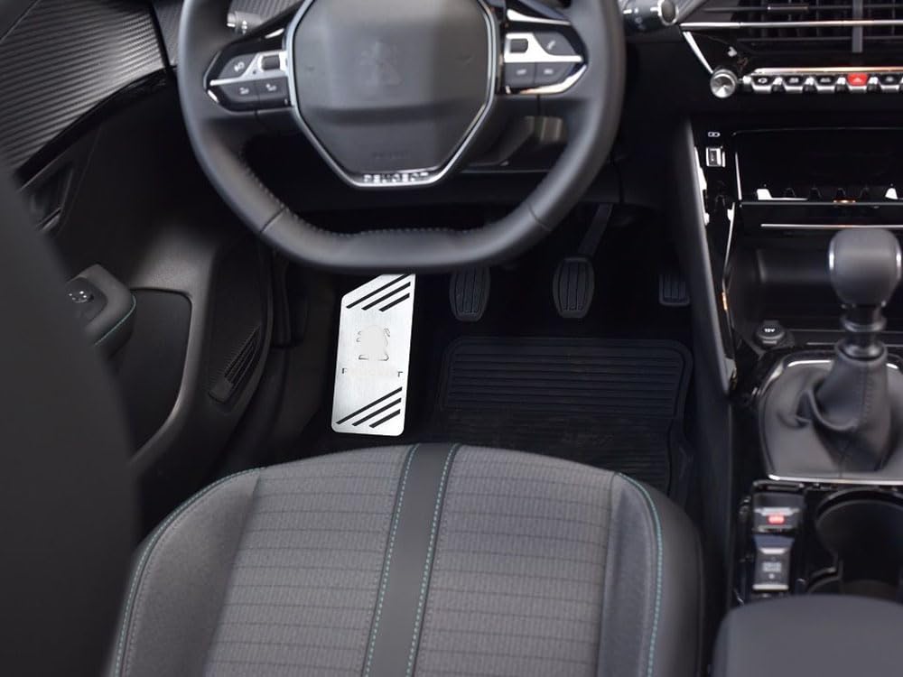 Repose Pieds en Acier pour Peugeot.208 II & 2008 II Accessoires - 1 Pièce INOX Pédalier Pédales 208 Argent Marchepied Inoxydable Brossé