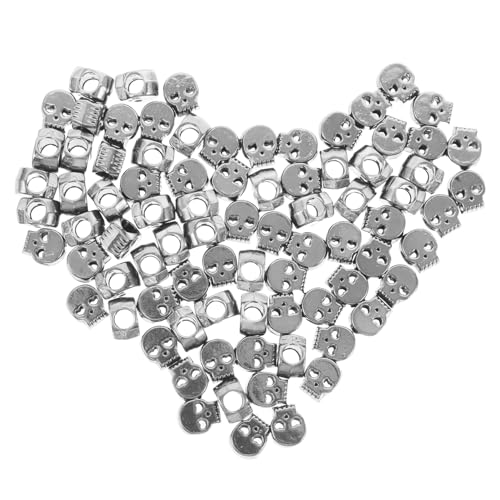 POPETPOP 100 piezas Cuentas Calavera Espaciadoras Grandes para Joyería Accesorios DIY Pulseras Collares Llaveros Estilo Gótico Plata Antigua