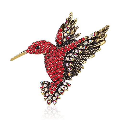 Image of Animal Hummingbird Brooch Pins for Women Fashion Bird Pins Elegant Rhinestone Crystal Animal Brooches Pin