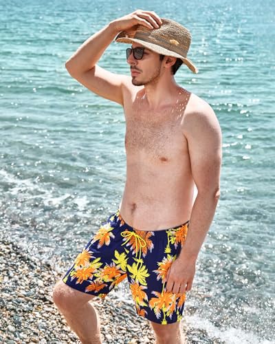 Image of SURF CUZ Mens Swim Trunks with Compression Liner Swim Shorts 7 inch Swimming Trunks Stretch 7 Inch Swim Suits Quick Dry