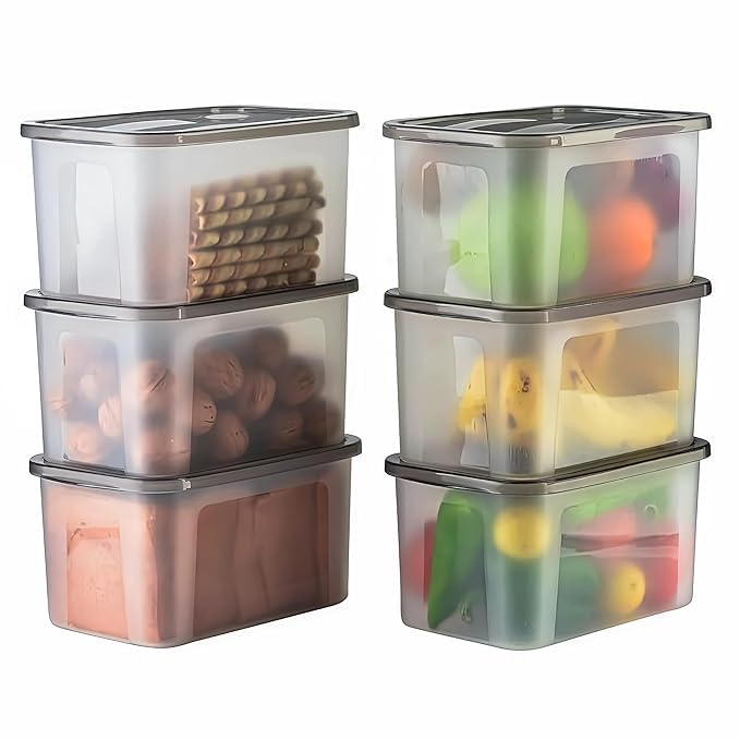 Image of LUXART Multi Storage Box | Pack of 3 Units | Airtight Plastic Kitchen Storage Jars | Food Grade Material for Fresh Pulses | Spices & Snacks, Stackable Space-Saving Design |