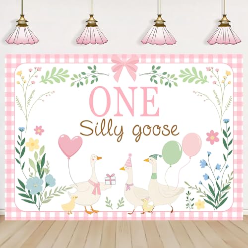 Fondo Fotográfico One Silly Goose Rosa 7x5 ft miniatura 1