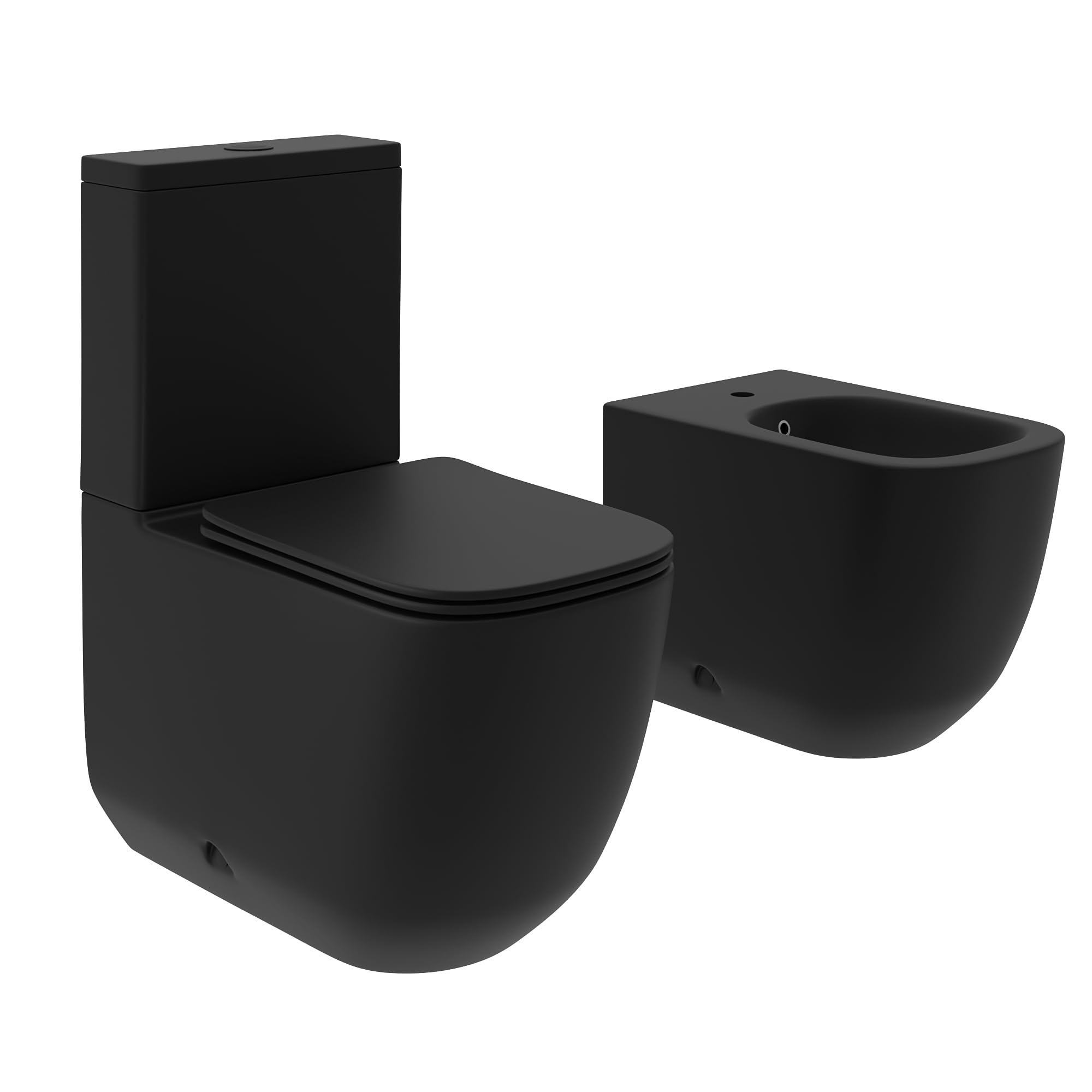 Paire de sanitaires Filomuro cuvette monobloc Tornado et bidet noir mat | Riga