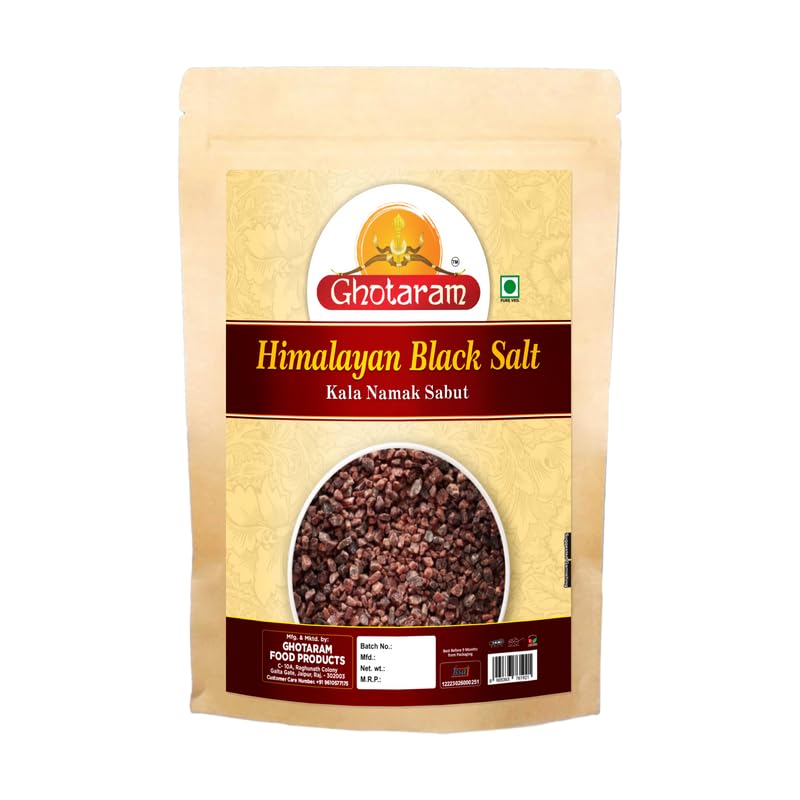 Ghotaram Mineral Rich Black Salt, Exotic Kala Namak, Whole Natural Black Salt, Sabut Kala Namak, Crystal Kala Namak Chunks Kala Loon Chunks-200GM*1Pack