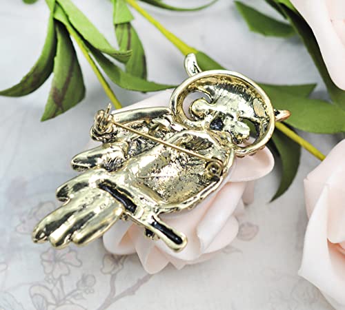 Image of Gyn&Joy Womens Crystal Rhinestones Perched Owl Bird Brooch Pin