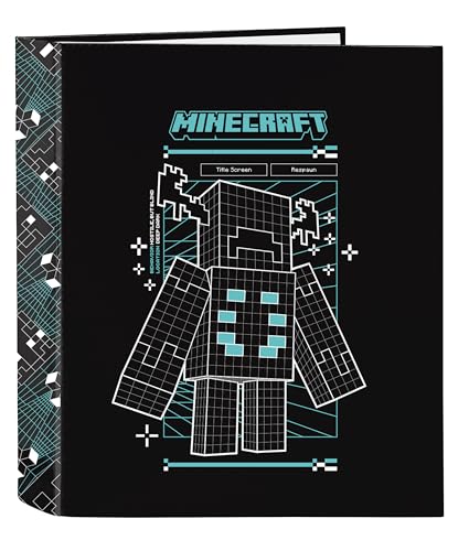 Classeur Minecraft Folio à 4 anneaux 27x6x33 cm pour ranger les cours de l'école