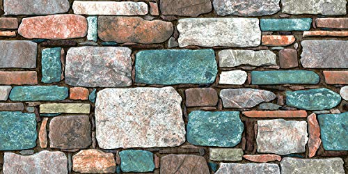 Image of DWELLSINDIA Brick Stones Self Adhesive Peel and Stick PVC Wallpaper Waterproof, Scratch Resistant, Laminated (41CM X 244CM, Multicolor, Matt)