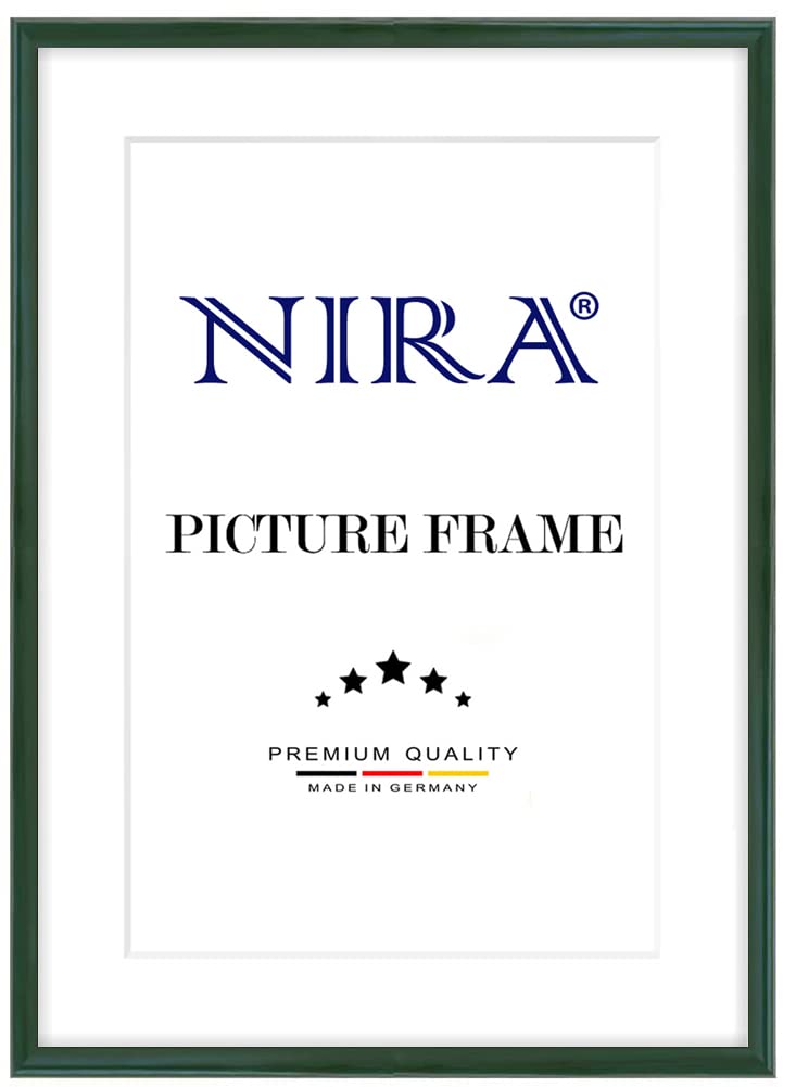 NiRa Marco de Fotos de Madera Maciza, Tamaño A2, 42 x 59,4 cm en Verde Oscuro Brillante | Color y Tamaño Seleccionables | Marco para Pósteres | Rompecabezas | Collage de Fotos HD122