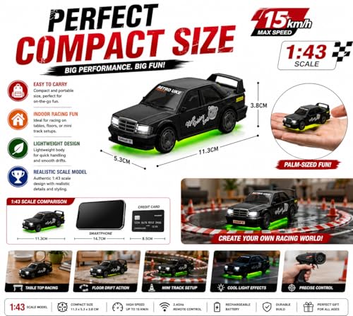 Image of Remote Control Sports Car & Off-Road SUV Toy for Kids, High Speed RC Racing with Wireless Remote, Realistic Lights & Premium Design Gift for Boys Girls (1:43 RC Super CAR-Multicolor)