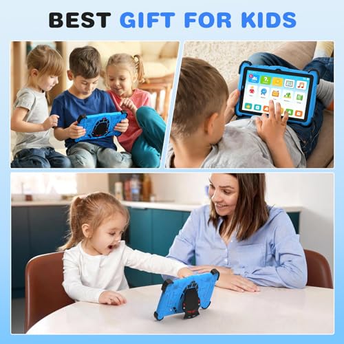 Image of 7 Inch Kids Tablet with Shockproof Case, Android 14 Educational Learning for Toddlers 3-10, 10GB RAM + 64GB ROM, Dual Camera, WiFi, Bluetooth