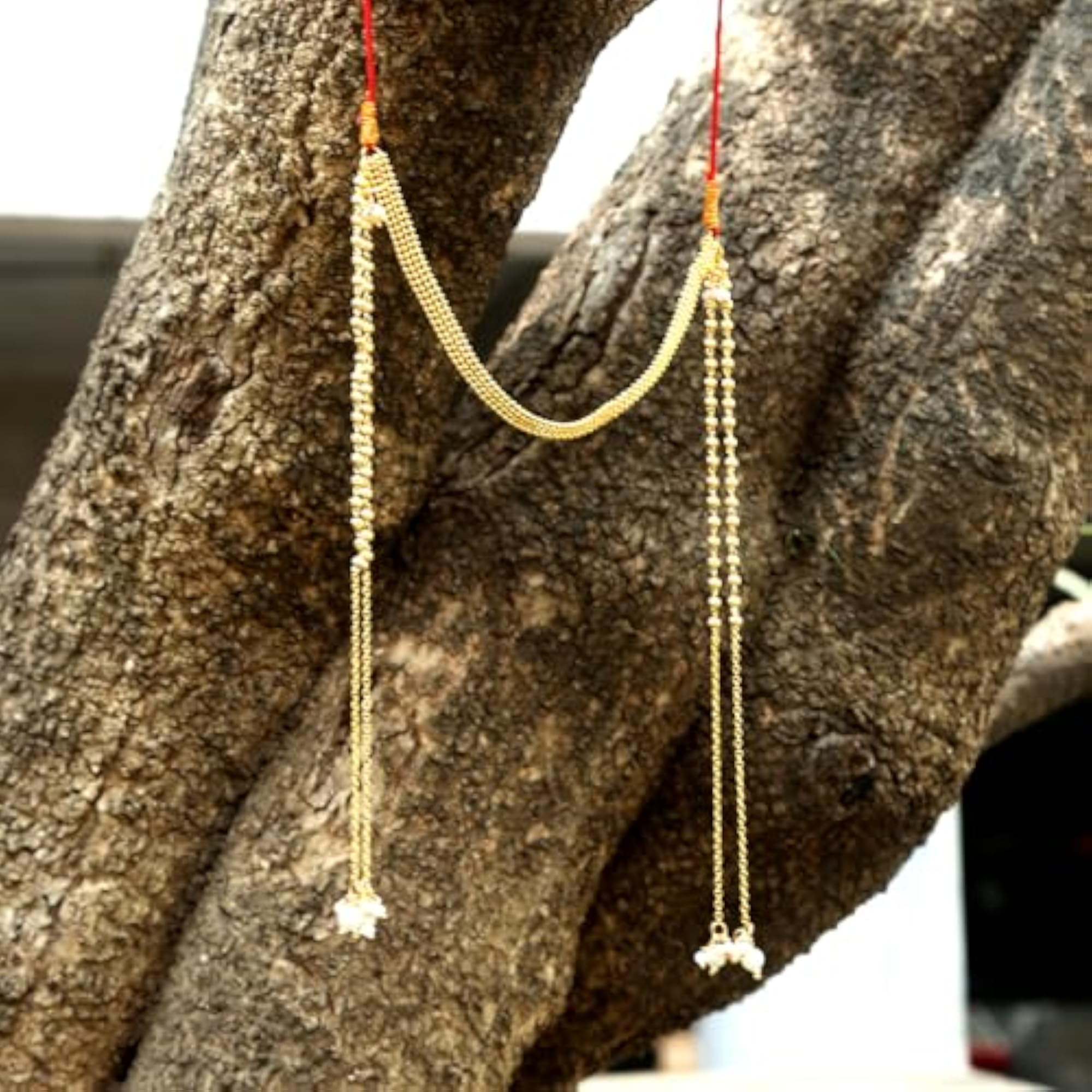 Golden Beaded Mundavalya for Marathi Weddings