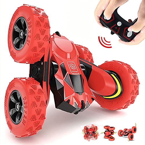 SZJJX Remote Control Car Truck 4WD RC Stunt Car 2.4Ghz Double Sided Rotating 360° Flips 7.5Mph Racing Vehicles, Kids Toy Cars Gift for Boys & Girls Birthday (Battery Not Included)