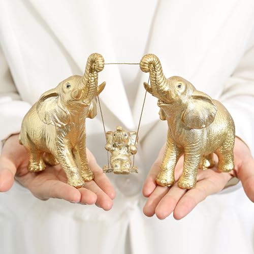 Estatua decorativa de elefante dorado para sala miniatura 3
