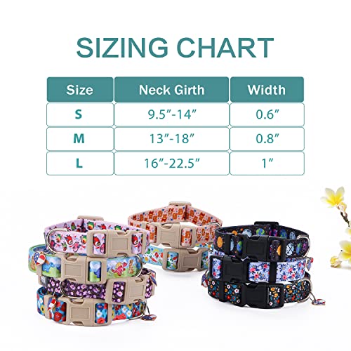 Faleela Adjustable Dog Collar With Patterns,Quick Release Buckle,Special Design Cute Girl Pet Collar For Small Medium Large Dogs (Small, Purple Florets) #TOP5