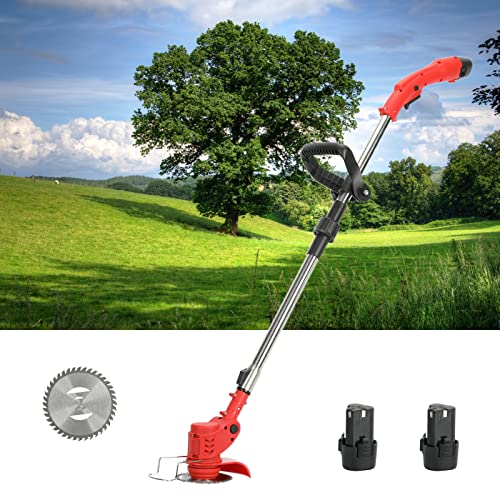 Cordless Electric String Trimmers,Telescopic Rod Anti-Slip Handle Weed Trimmer Cordless Electric Weed Lawn Eater Edger 12V 2.0Ah 2 Batteries And Charger Included (From Us Fast Arrival) #TOP2