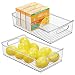 mDesign Wide Plastic Kitchen Pantry Cabinet, Refrigerator or Freezer Food Storage Bin with Handles - Organizer for Fruit, Yogurt, Snacks, Pasta - BPA Free, 14" Long, 2 Pack - Clear