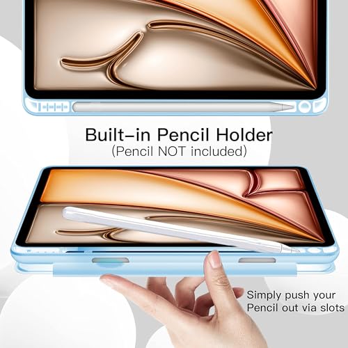 Image of TGK Rotating Case Cover for iPad Air 13 inch M4 /M3 /M2 (2026 /2025 /2024) with Pencil Holder (Sky Blue)