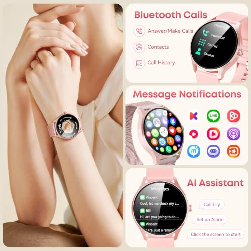 Smart Watch for Women, Fitness Trackers with Calls&Answer, Womens Watch 1.27'' Fitness Watches with Heart Rate/Sleep/SpO2 Monitor/100+ Sports Model, Smartwatch for iPhone/Samsung/Android Rose Gold - image 2