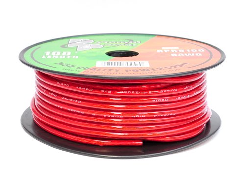 Pyramid RPR8100 8 Gauge Power Wire 100 feet OFC (Clear Red)