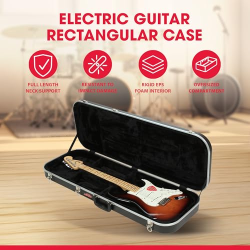 Image of SKB Hardshell Rectangular Travel Case for Electric Guitars with Molded In Bumpers for Protection, Plush Lined Interior and Latches, Black