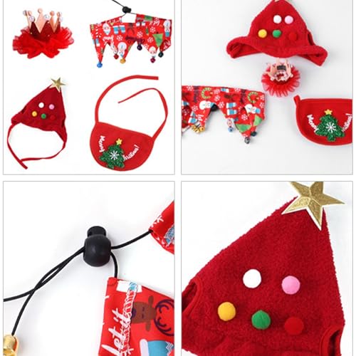 Fantasia de Natal de gato, 4 peças roupas para animais de estimação roupas para cães fantasia de gat