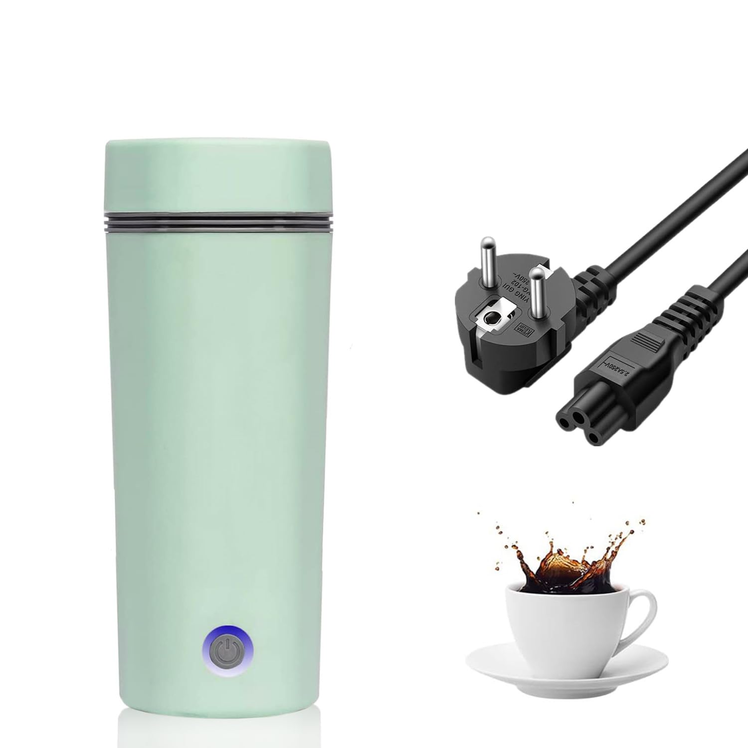 350 ml Mini Bouilloire portable Electrique de Voyage,Bouilloire de Voyage en Acier Inoxydable 304,tasse thermos 3 en 1,fonctionnement à une touche, arrêt automatique pour Thé, Lait, Café