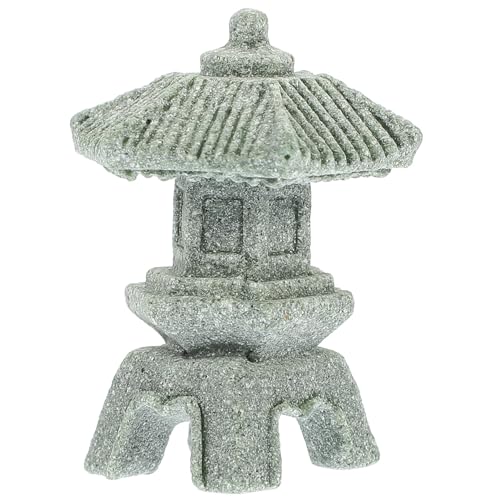 Angoily Estatua de Pagoda Miniatura de Piedra Resistente Modelo Pequeño para Decoración de Jardín Zen Adecuado para Bonsái Patio y Acuario Adorno Compacto para Exteriores