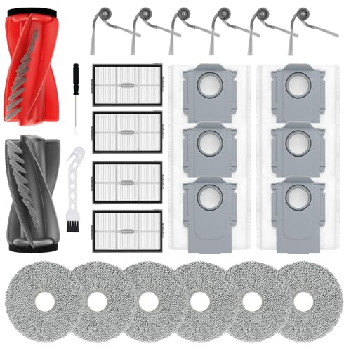 Image of Replacement Accessories Parts for Roborock Saros 20, Saros 10R, Qrevo Edge 2, Qrevo CurvX Robot Vacuum Kit, 2 Main Brush 4 Hepa Filter 6 Mop Pads 6 Side Brush 6 Dust Bags