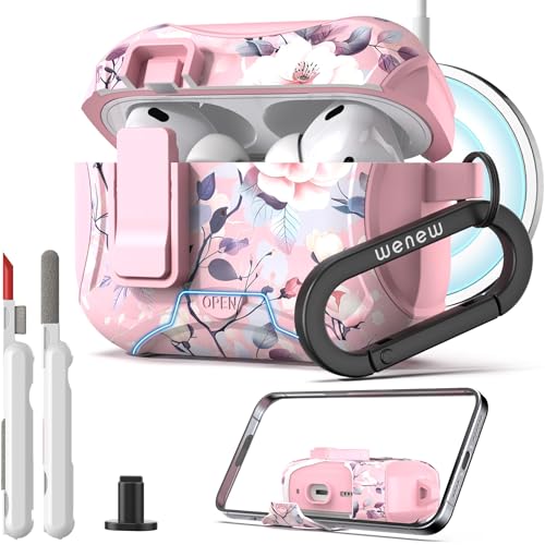 wenew AirPods Pro 3 Generation (2025) �P�[�X�J�o�[ �g�ѓd�b�X�^���h�t�� �N���[�j���O�L�b�g �X�g���b�v Magsafe�Ή� ���C�������b�N iPod Pro 3�P�[�X(�s���N2�AAirPods Pro 3)