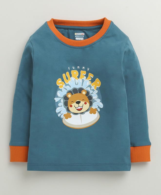 Image of BUMZEE Boys Cotton Full Sleeves T-Shirt & Pyjama Set (Peb10384391)