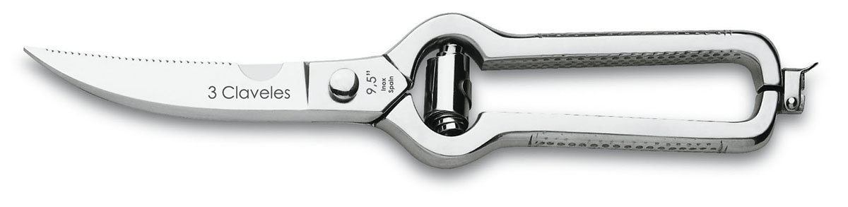 3Claveles 435 - Tijera trincha aves profesional de 9.5 pulgadas, inox, con cierre de seguridad