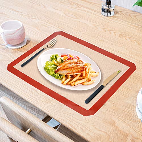 Silicone Baking Mats- FUBARBAR Non Stick Reusable Cookie Pan Sheet Macaron Mat Liner for Oven & Rolling, Perfect Bakeware Supplies For Bread Making Pastry Cake Brioche Pizza-BPA Free (2 PCS)