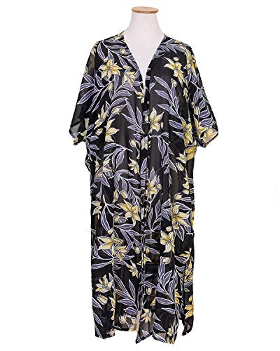 LAMISSCHE Womens Floral Swim Cover Up Casual Loose Beach Kimono Cardigan Tie Dye Tassel Bikini Chiffon Cover Up(Flower-Golden) - Thumbnail 5