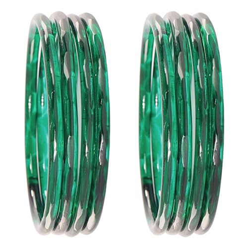 Image of ZULKA Designer Plain Glossy Glass Kada Set For Women & Girls With Diamond Cut Design | Fancy Designer Glass Bangles | Traditional Chudi | Kanch Ki Churi | Stylish Glass Kada For Wedding - Set Of 8