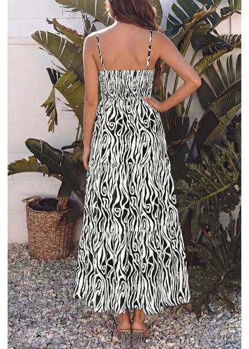 Image of KIRUNDO Sundresses for Women 2026 Spring Summer | Boho Floral Print Hawaiian Style, Sleeveless Spaghetti Strap, With Pockets, Beach Vacation Cruise Flowy Maxi Dress
