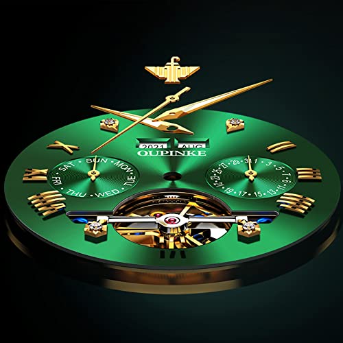 Image of OUPINKE Watches for Men Automatic Skeleton Self Winding Dress Wrist WatchBusiness Waterproof Luminous Tungsten
