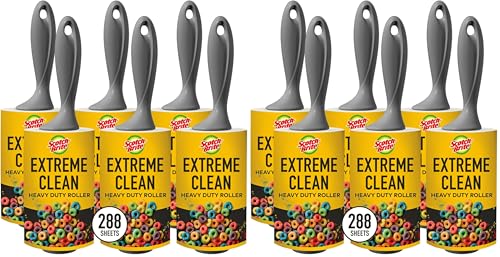 Image of Scotch-Brite 50% Stickier Lint Roller Works Great On Pet Hair 6 Rollers 48 Sheets per Roller 288 Sheets Total (Packaging May Vary) (Pack of 2)