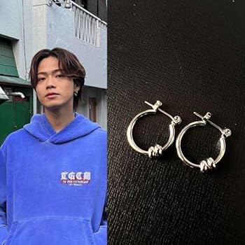 Amazon.co.jp: 両耳ピアス メタルフープピアス コムドット やまと 着用