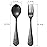 Pimoys 6 Pieces Kids Silverware Stainless Steel Toddler and Child Utensils, Childrens Safe Forks and Spoons Metal Cutlery Set, Engraved Bear, Black